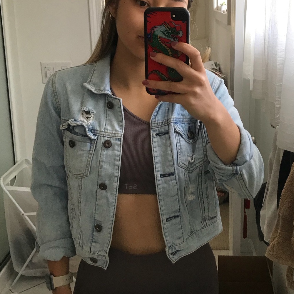F21 cropped jean jacket
